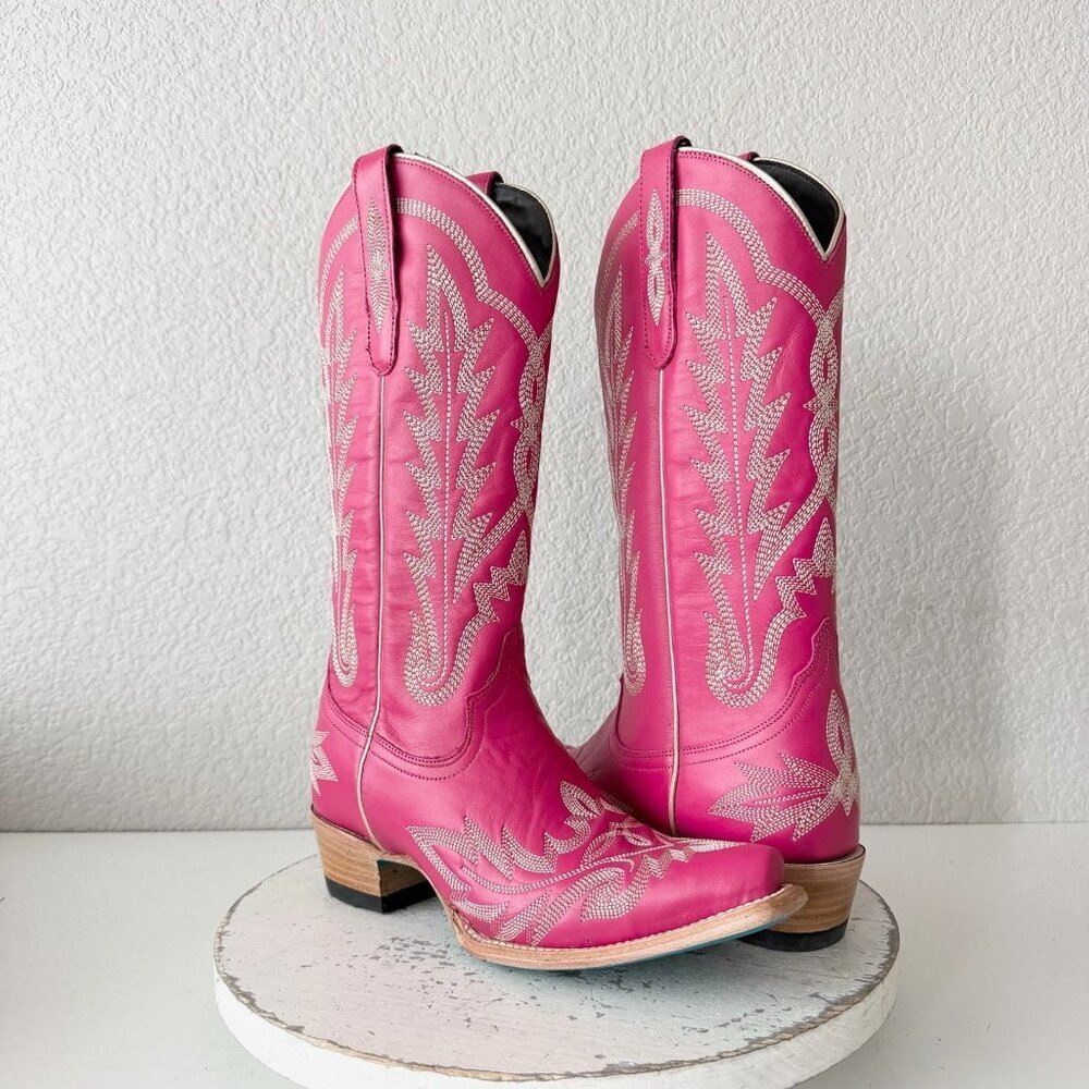 Lane LEXINGTON Womens Cowboy Boots 6 Hot Pink Western Cowgirl Mid Calf Tall Boot